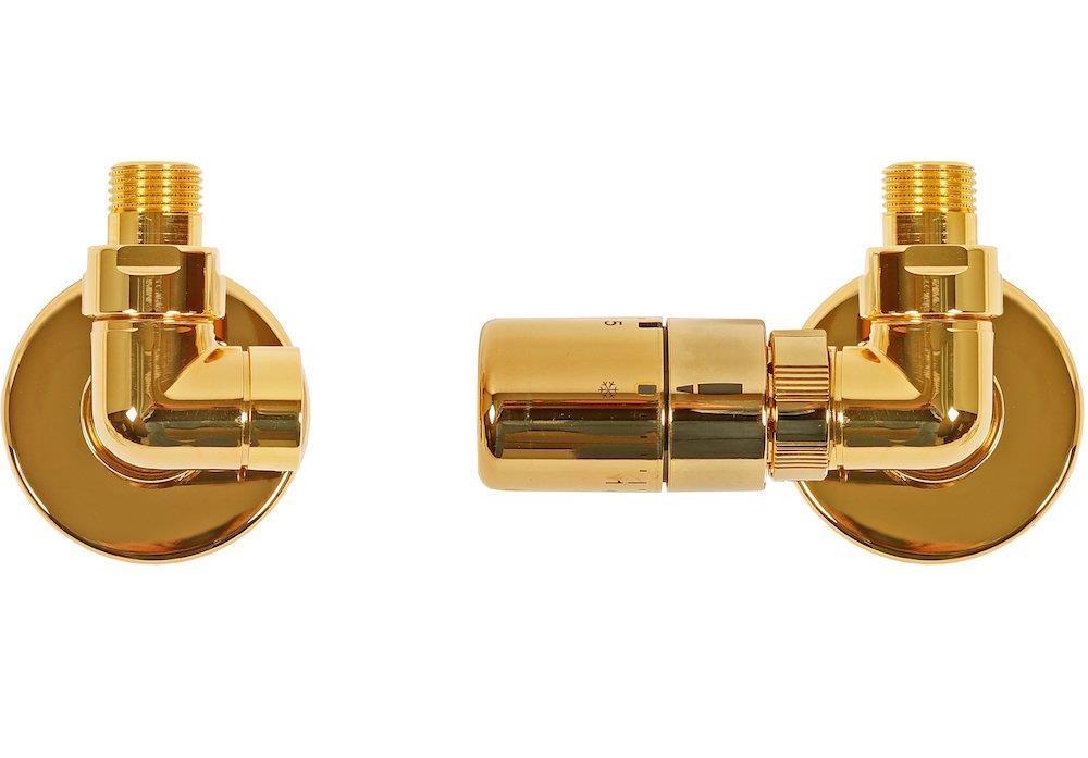 Kriss Corner Plus Valve set with room thermostat angled supply to right - 1/2"