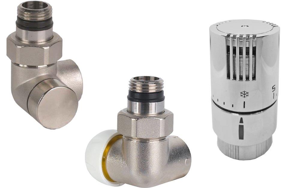 Kriss Corner Projekt Valve set with room thermostat angle supply to right - 1/2"