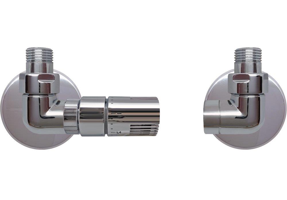 Kriss Corner Valve set with room thermostat angle run flow left - 1/2"