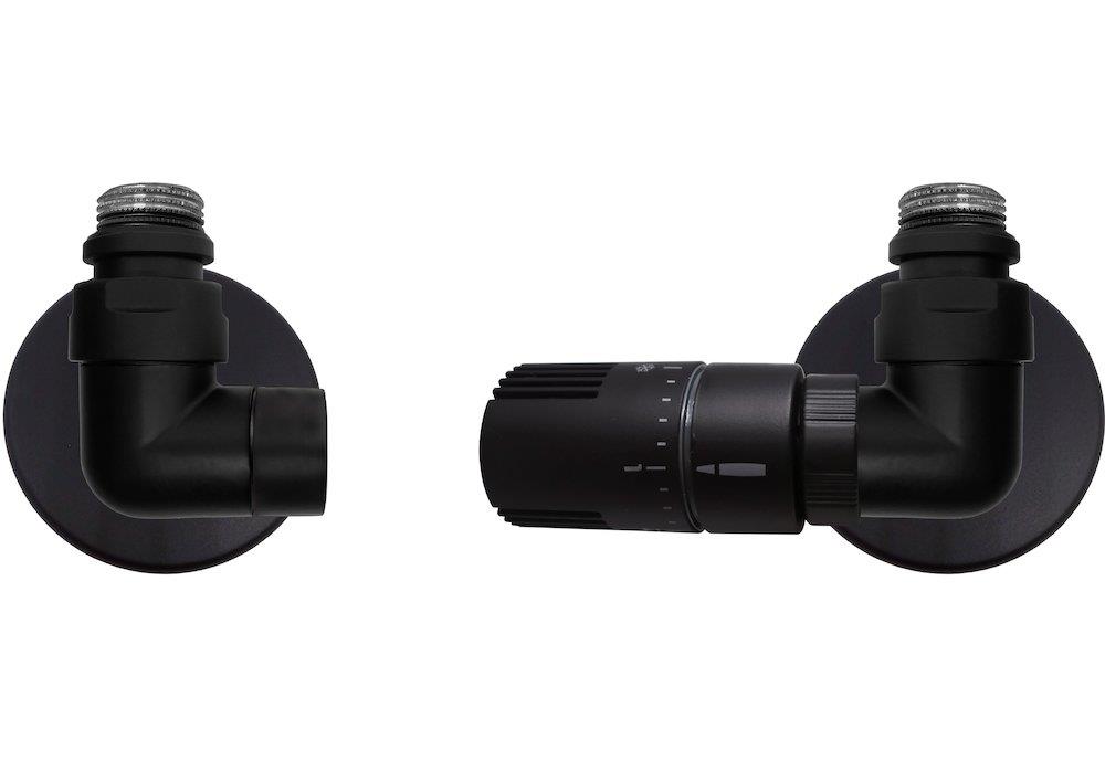 Kriss Corner Valve set with room thermostat angled supply to the right - 1/2"