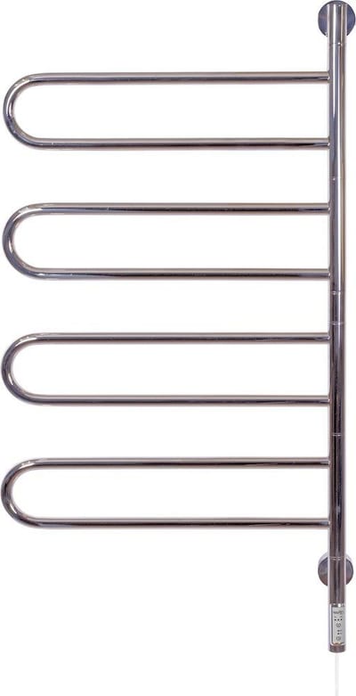 Kriss Curvo towel warmer polished stainless — 545×1025 mm, electric, swivel arms