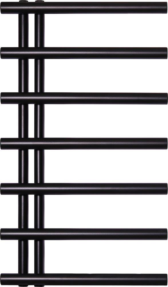 Kriss Merkur Towel Warmer - 500 x 858 mm, Matte Black, Horizontal Round Tubes, 7