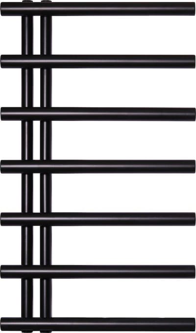 Kriss Merkur Towel Warmer - 500 x 858 mm, Matte Black, Horizontal Round Tubes, 7