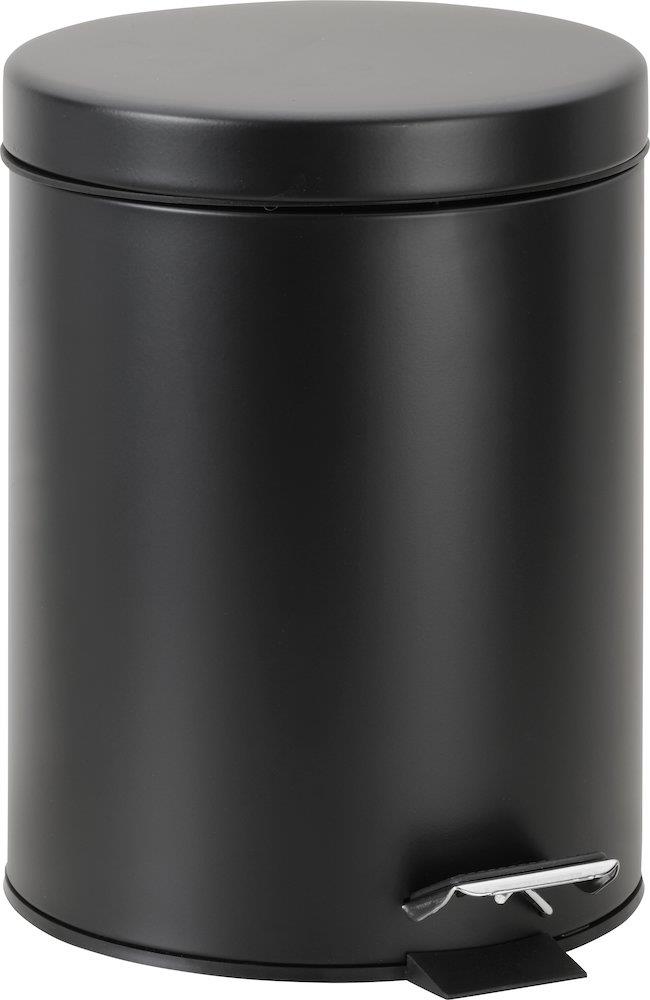 Kriss Simple Pedal Bin Matte Black Powder-Coated Stainless Steel 5 L