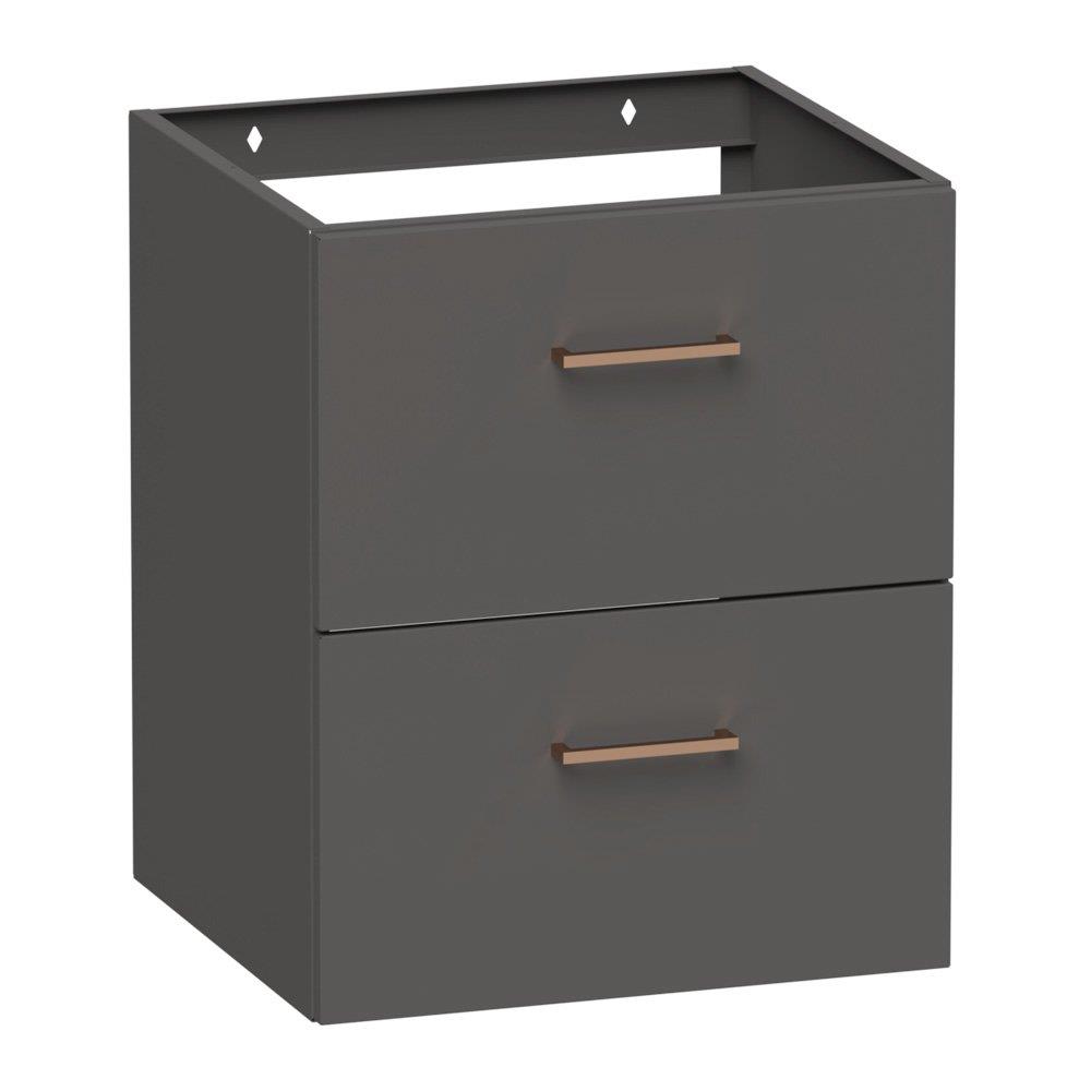 Kriss Skandi base cabinet, powder-coated steel, 500 x 450 x 600 mm, anthracite, 2 drawers