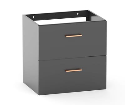 Kriss Skandi Base cabinet - 600×600×450 mm, powder-coated steel, anthracite, 2 drawers