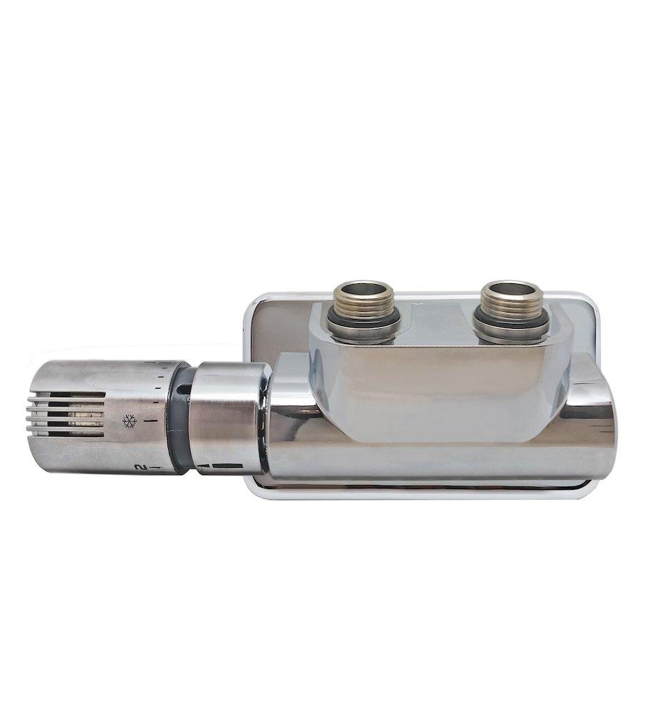 Kriss Twin Valve set with room thermostat angular flow left - 1/2"