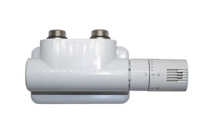 Kriss Twin Valve set with room thermostat angular forward flow to the right - 1/2"