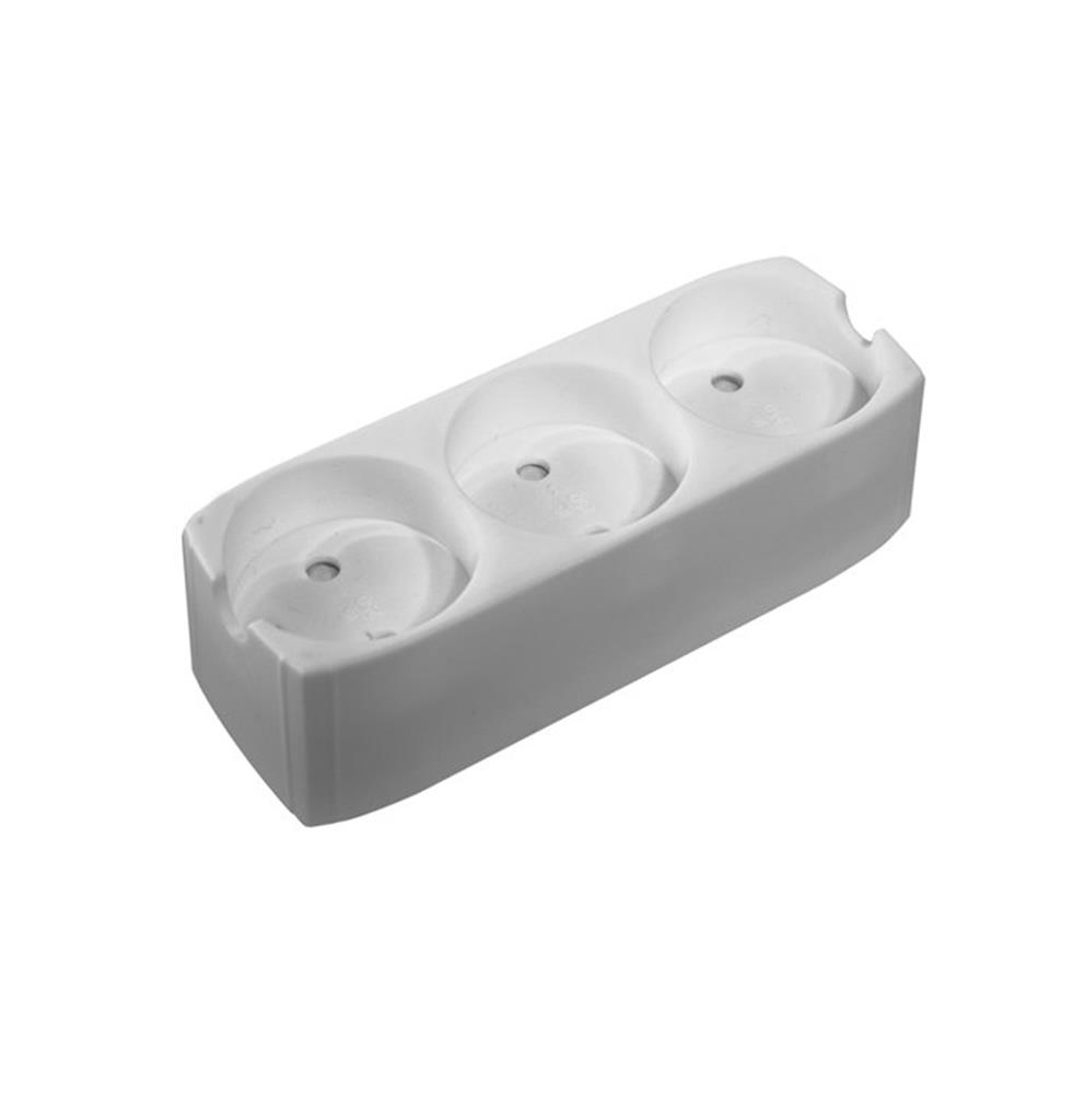 L-Team Plug Socket white - 3 round outlets, without earth