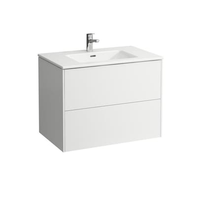 LAUFEN BASE Furniture Package White High-Gloss Foil 800x610x500mm 2 Drawers 1 Basin