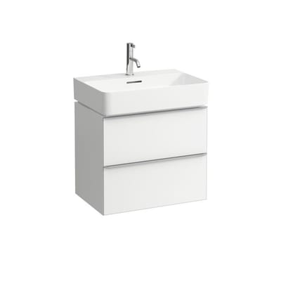 LAUFEN VAL Hand basin - 600mm, 420mm, white, square, SaphirKeramik, centre tap