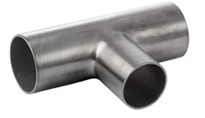 Hygienic Weld Reducing Tee, Ø85 × 2 mm, Branch Ø53 mm, L 180 mm, 316L Matt