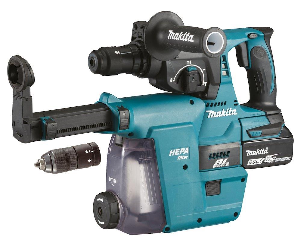 Makita DHR243RTJW Cordless Combination Hammer with drilling and chiseling function - 5AH, 18V, 2 J, 2PCS