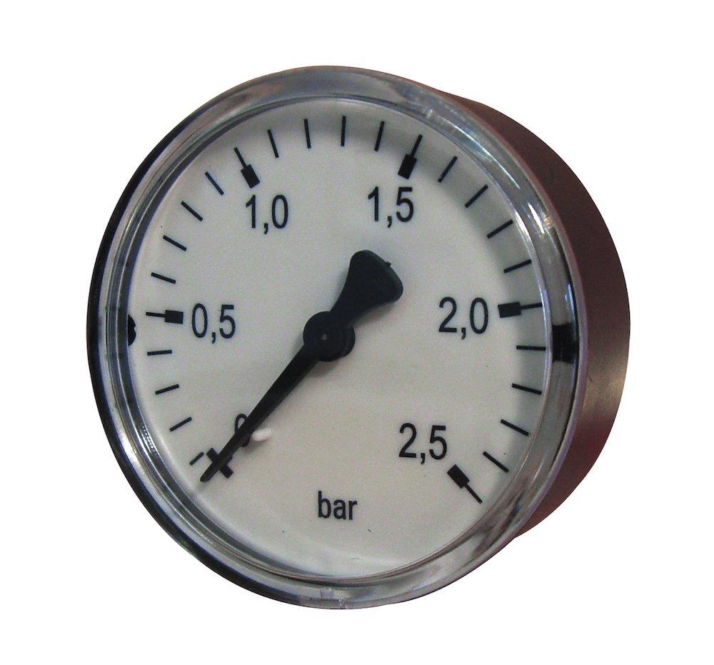 Manometer Air-filled studs rear entry - 1/4", 0bar, 2.5bar