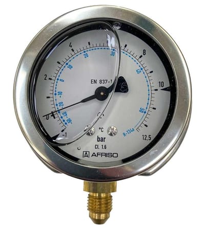 Manometer - R134A, -1 - 12,5bar, 63mm