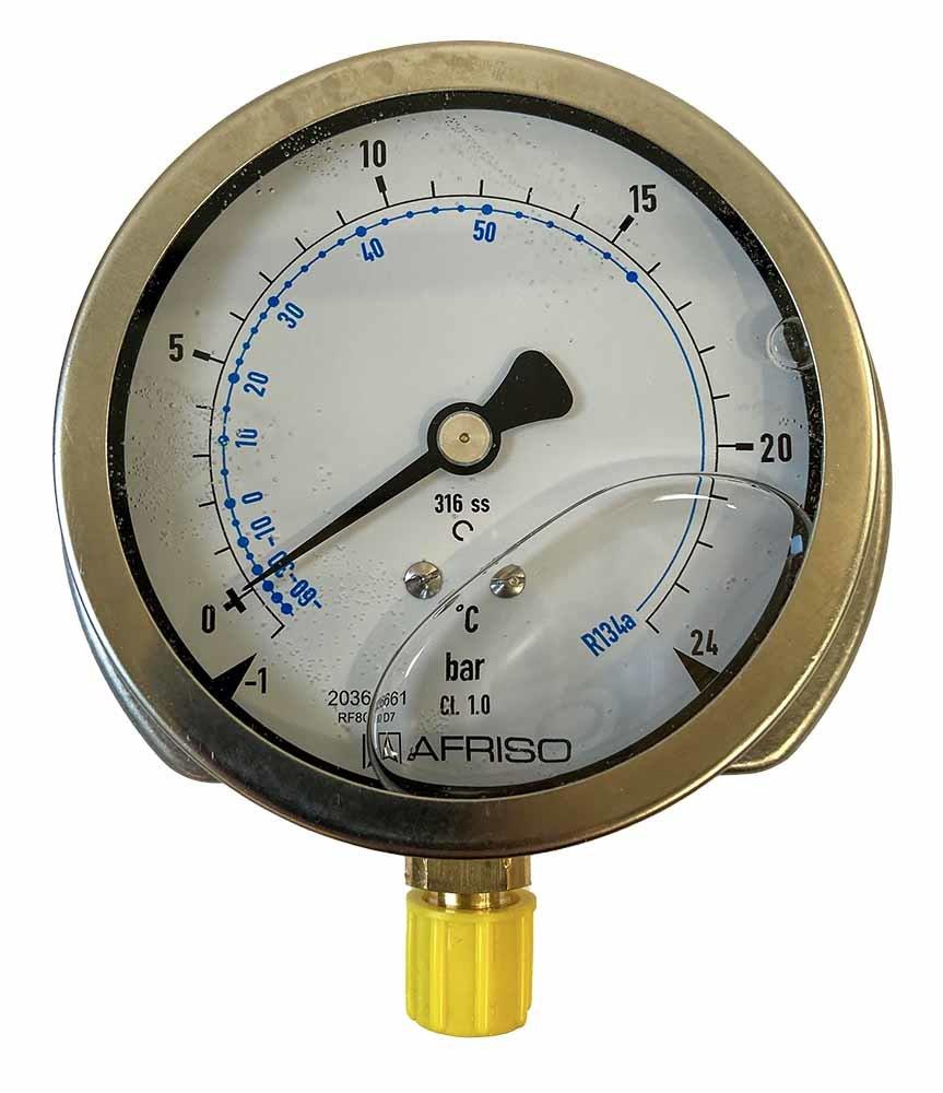 Manometer - R134A, -1 - 24bar, 80mm