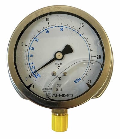 Manometer - R134A, -1 - 24bar, 80mm