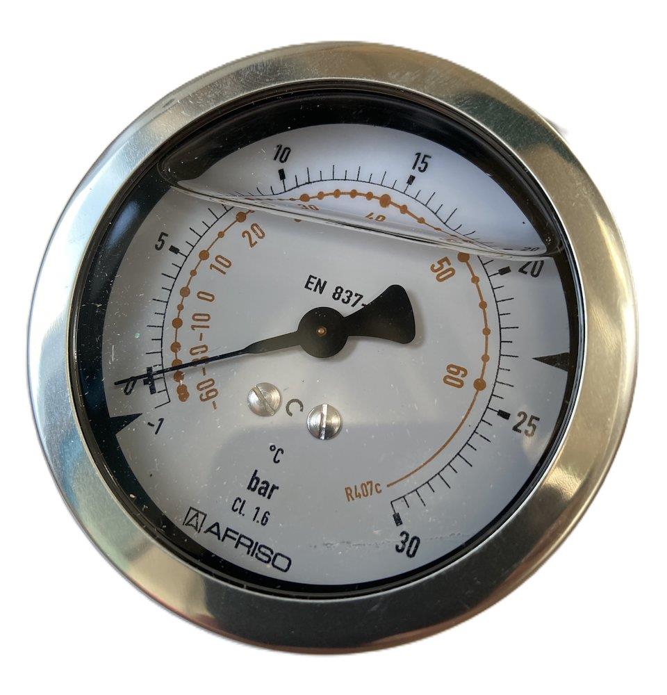 Manometer - R407C, -1 - 12,5bar, 63mm
