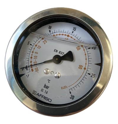 Manometer - R407C, -1 - 12,5bar, 63mm