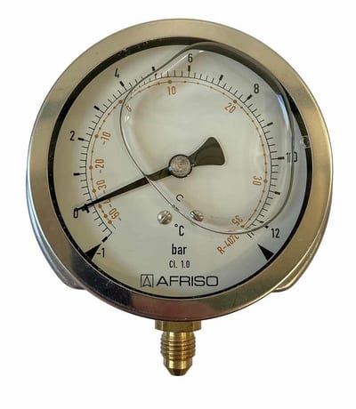 Manometer - R407C, -1 - 12,5bar, 80mm