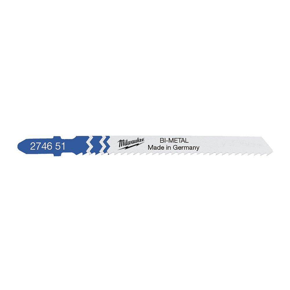Milwaukee Jigsaw Blade T101A - 100mm, copper, zinc, aluminium, 75mm, 8 TPI, 5PCS