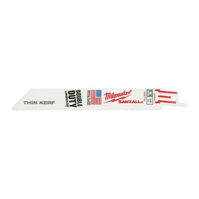 Milwaukee Sawzall Thin Kerf Reciprocating Saw Blade - 150mm, 14 TPI, steel, stainless steel, not-ferrous metal, 5