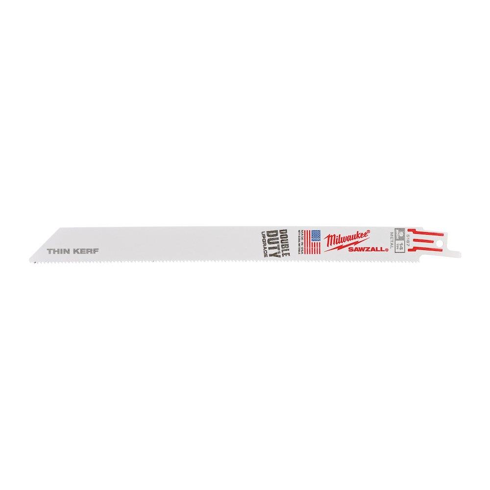 Milwaukee Sawzall Thin Kerf Reciprocating Saw Blade - 230mm, 14 TPI, steel, stainless steel, not-ferrous metal, 5