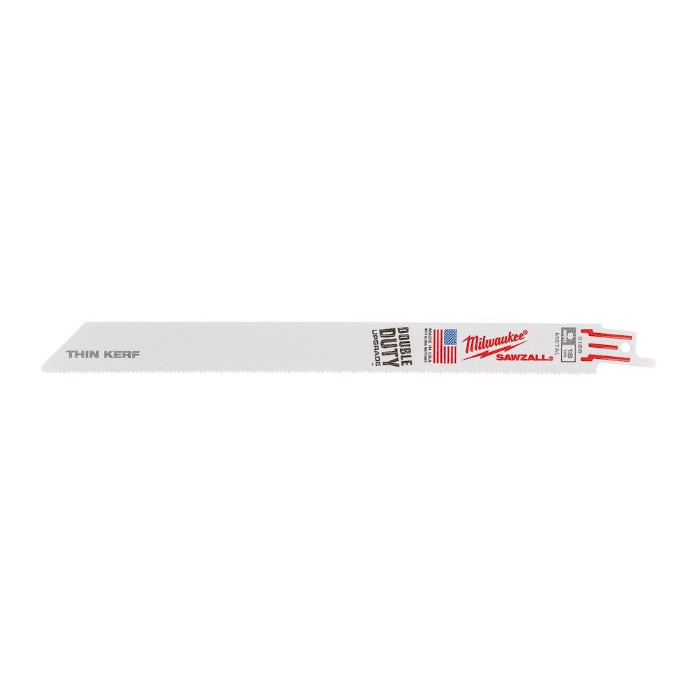 Milwaukee Sawzall Thin Kerf Reciprocating Saw Blade - 230mm, 18 TPI, steel, stainless steel, not-ferrous metal, 5