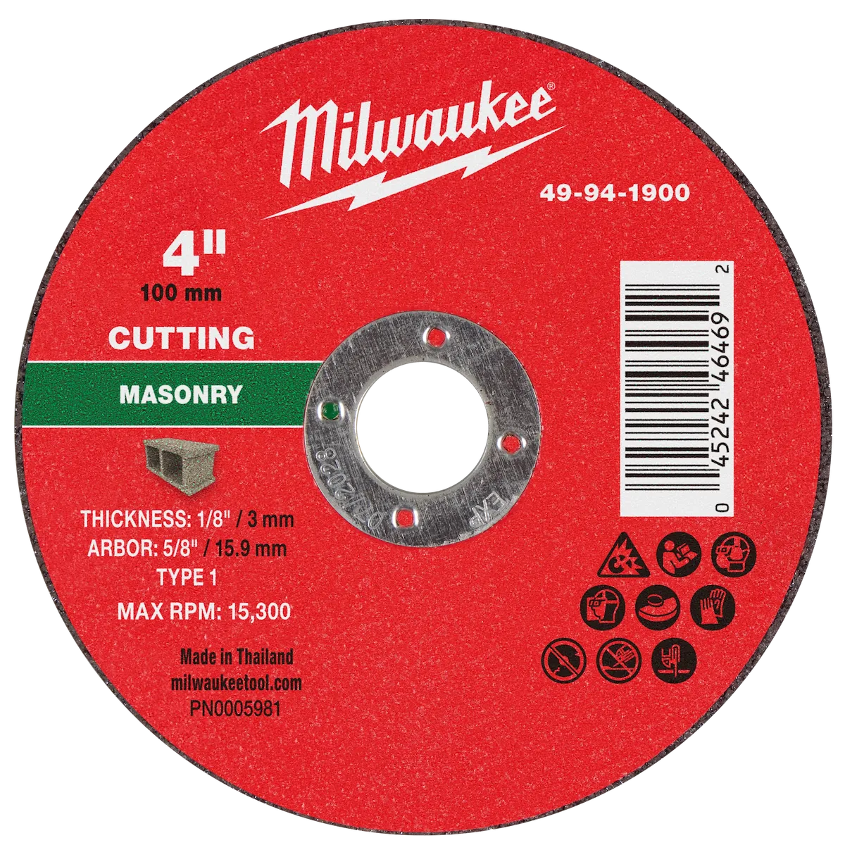 4" x 1/8" x 5/8" Masonry Cut Off Wheel -Type 1