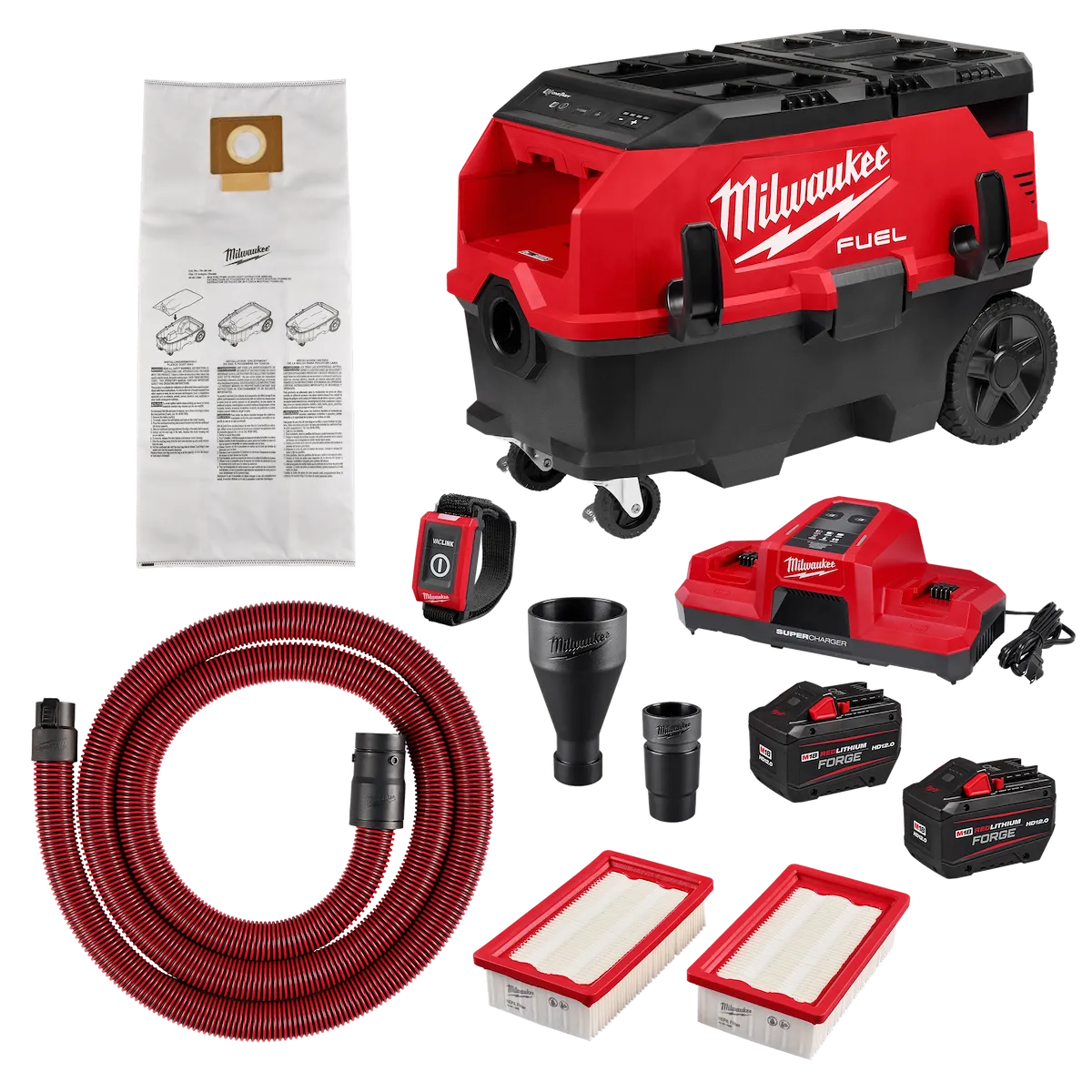 M18 FUEL™ 9 Gallon Dual Battery Dust Extractor w/ PACKOUT™ Compatibility and VACLINK™ Kit