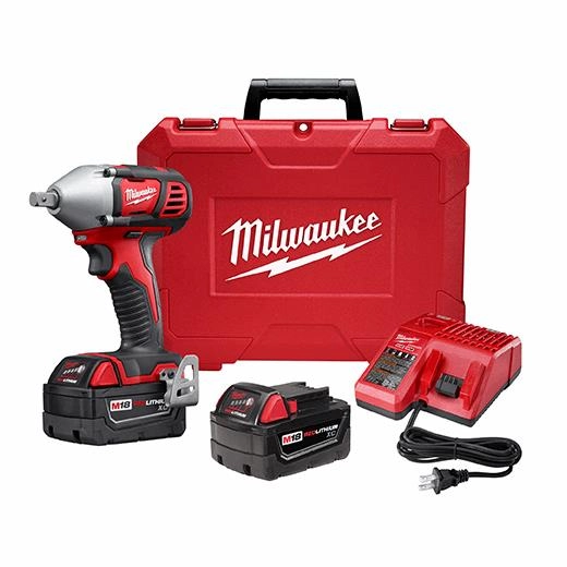 18-Volt half inch impact wrench kit with pin detent