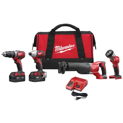 Milwaukee Tool M18™ Cordless LITHIUM-ION 4-Tool Combo Kit 2696-24