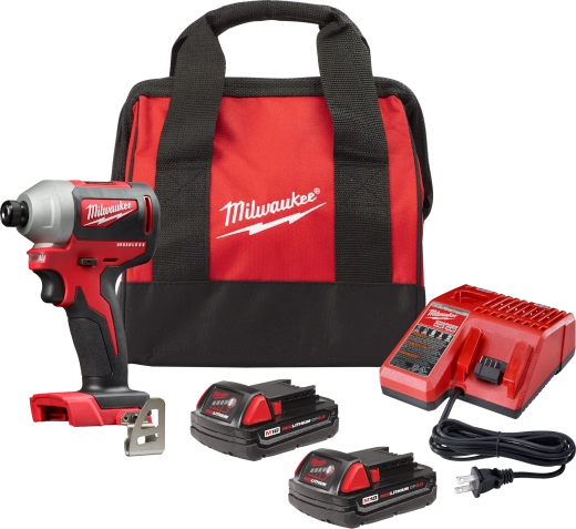 Milwaukee Tool M18 Compact Brushless 1/4" Hex Impact Driver Kit 2850-22CT