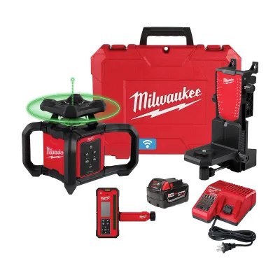 M18™ Green Interior Rotary Laser Level Kit w/Remote, Receiver & Wall Mount Bracket