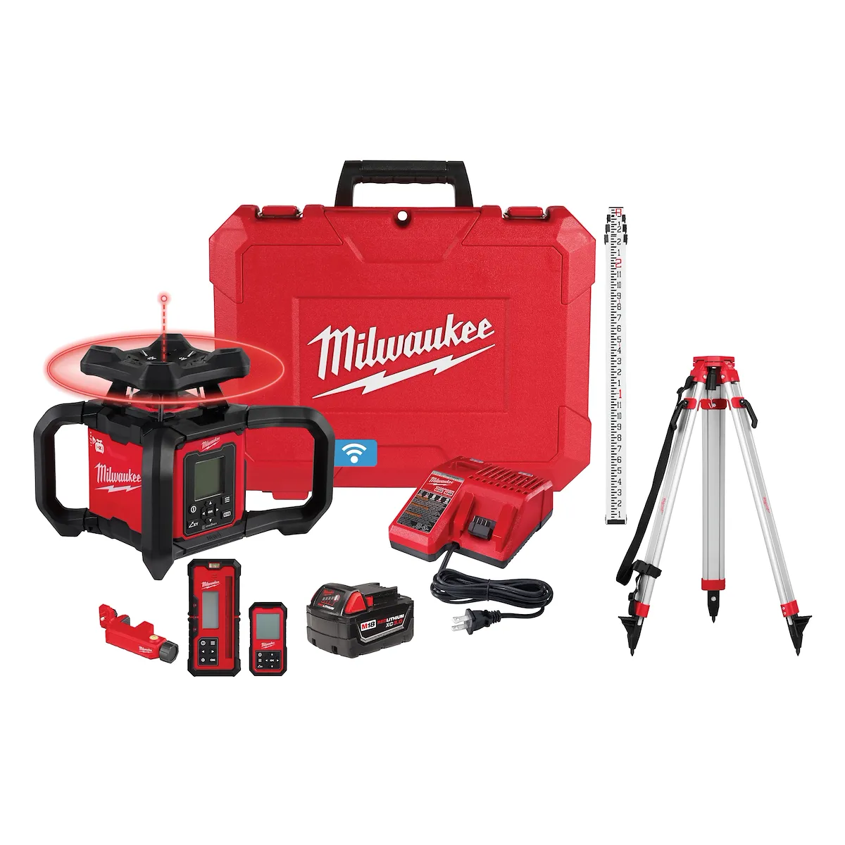 Milwaukee Tool M18™ Red Exterior Dual Slope Rotary Laser Level Kit 3704-21T