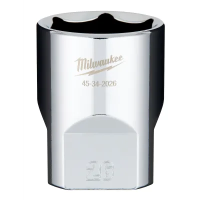 Milwaukee Tool 1/2" Drive 6-Point Sockets with FOUR FLAT Sides 45-34-2026
