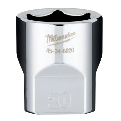 Milwaukee Tool 3/8" Drive 6-Point Sockets with FOUR FLAT Sides 45-34-8020