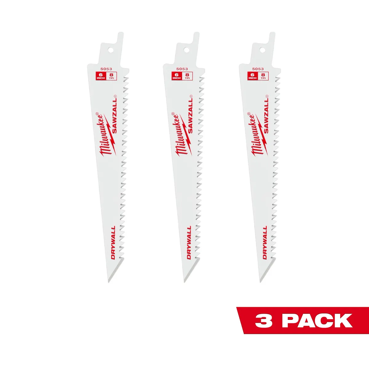 (3PK) 6” 8TPI Drywall SAWZALL™ Blades