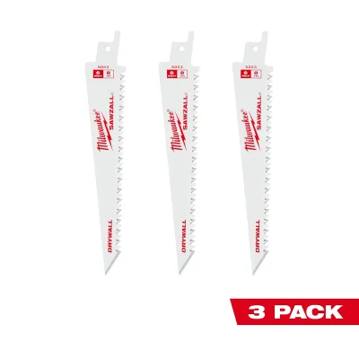 (3PK) 6” 8TPI Drywall SAWZALL™ Blades