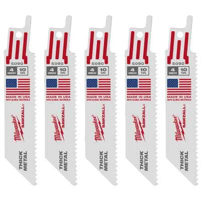 Milwaukee Tool 4" 10 TPI Thin Kerf SAWZALL® Blades (5 Pk) 48-00-5090