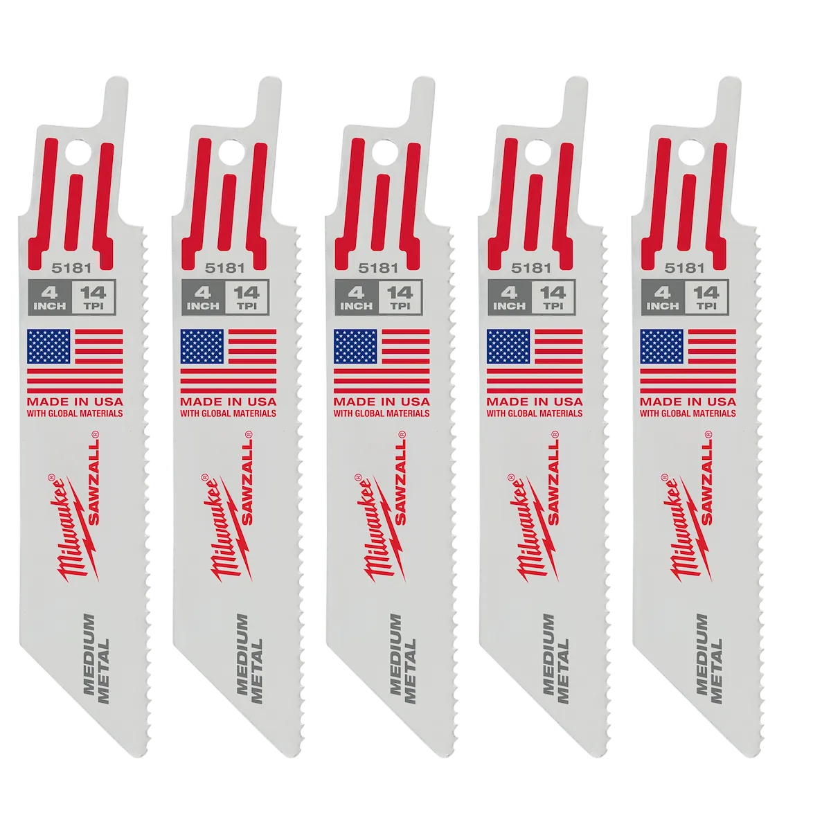 4" 14 TPI Thin Kerf SAWZALL® Blades (5 Pk)