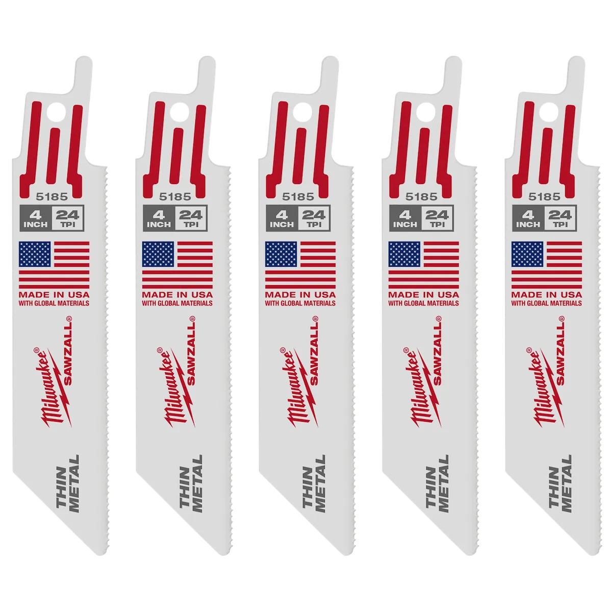 4" 24 TPI Thin Kerf SAWZALL® Blades (5 Pk)