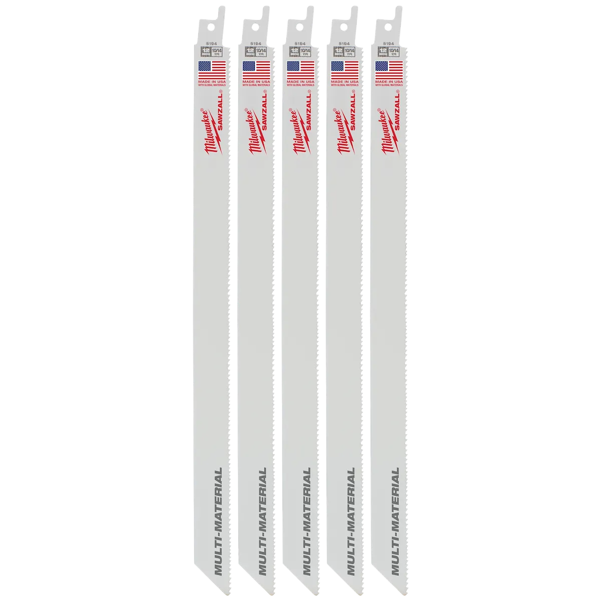 12" 10/14 TPI SAWZALL® Blades (5 Pk)