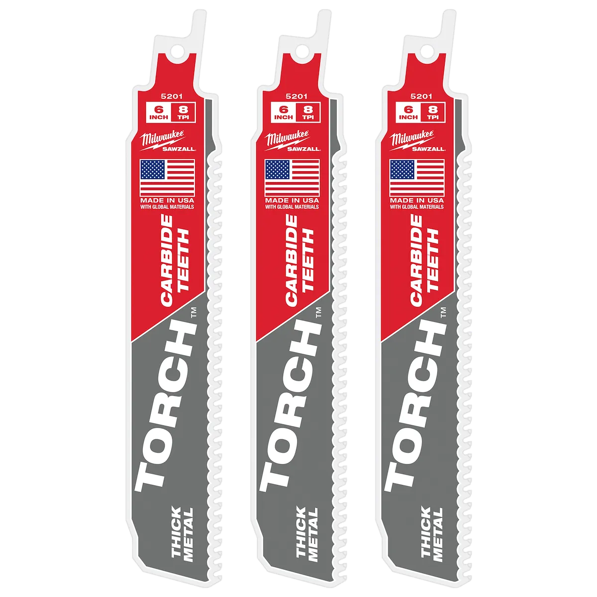 (1PK) 8TPI 6" TORCH™ w/ Carbide Teeth SAWZALL® Blade