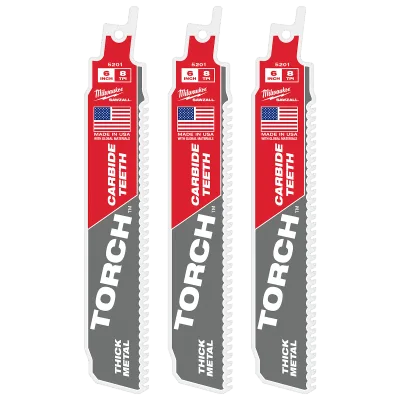 (3PK) 8TPI 6" TORCH™ w/ Carbide Teeth SAWZALL® Blade
