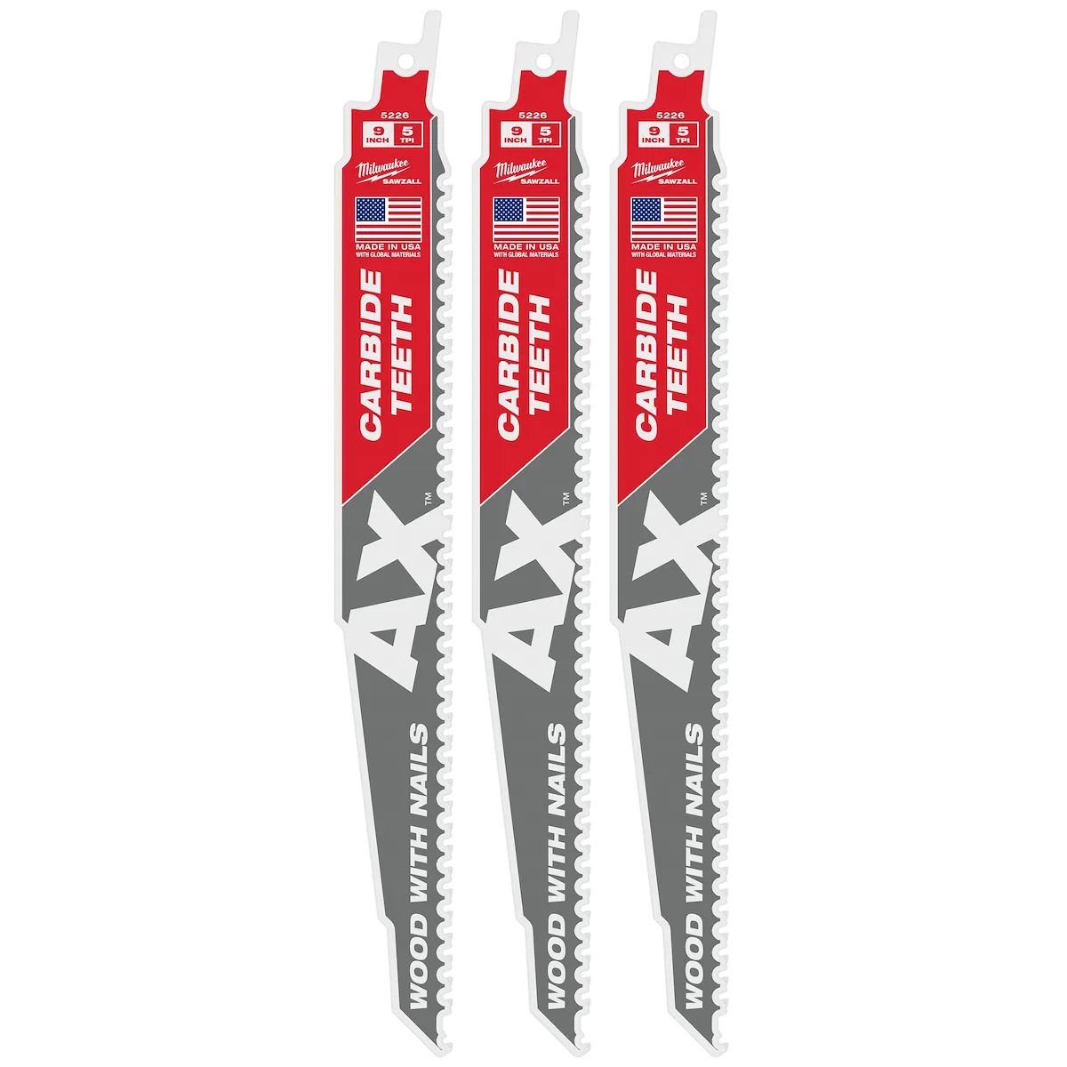 (3PK) 9" 5T the AX™ w/ Carbide Teeth SAWZALL® Blade