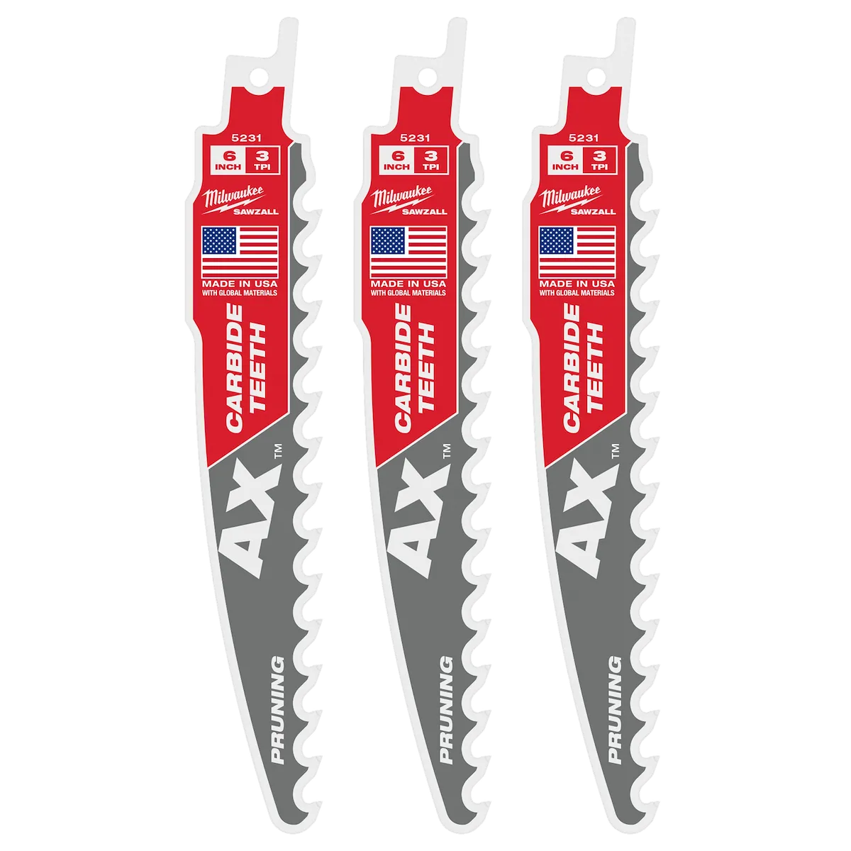 (3PK) 6" 3 TPI AX™ w/ Carbide Teeth SAWZALL® Blade