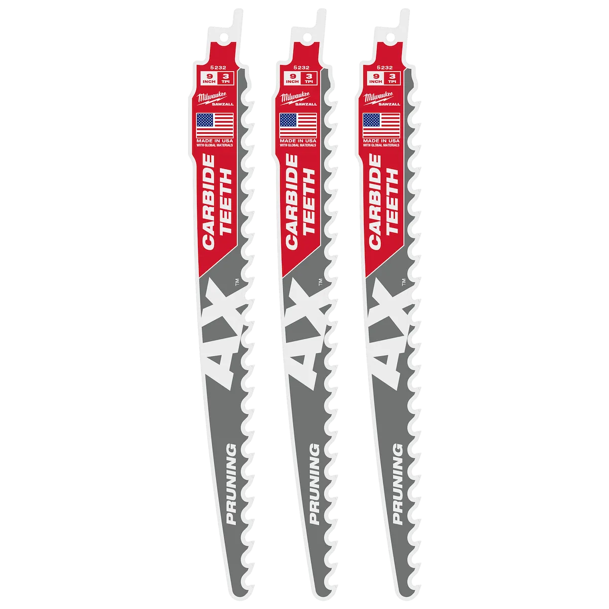 (3PK) 9" 3 TPI AX™ w/ Carbide Teeth SAWZALL® Blade