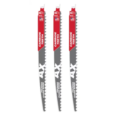 (3PK) 12" 3 TPI AX™ w/ Carbide Teeth SAWZALL® Blade