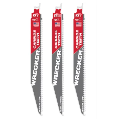 (3PK) 9" 6 TPI WRECKER™ w/ Carbide Teeth SAWZALL® Blade